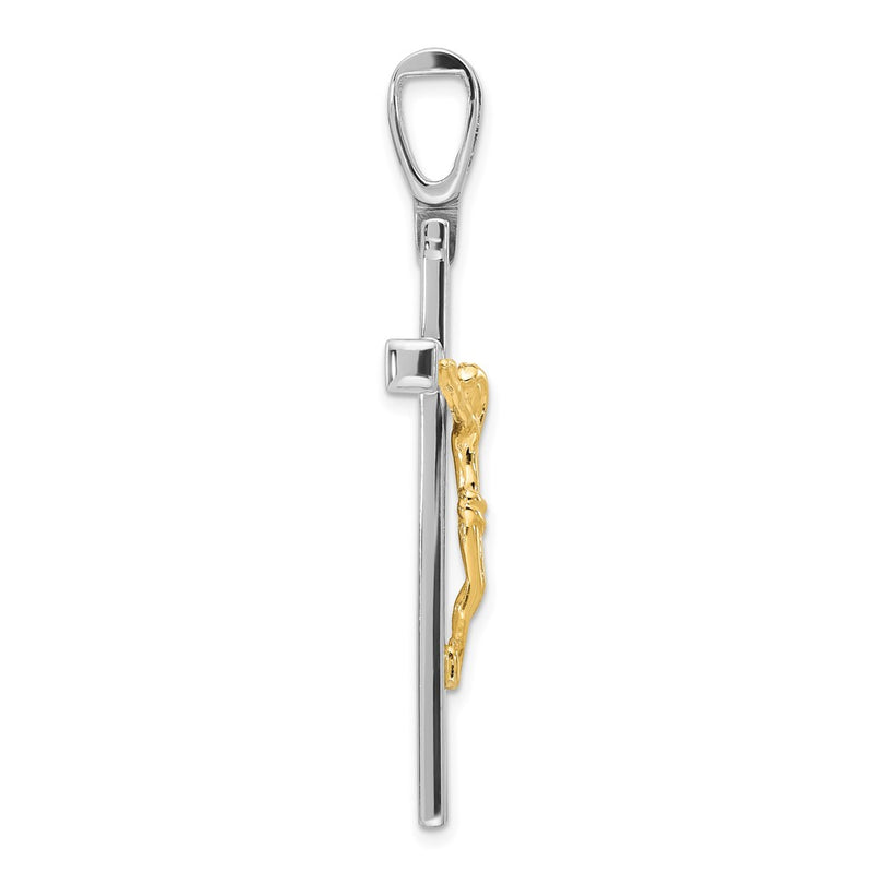 14K Two Tone Polished Crucifix Pendant