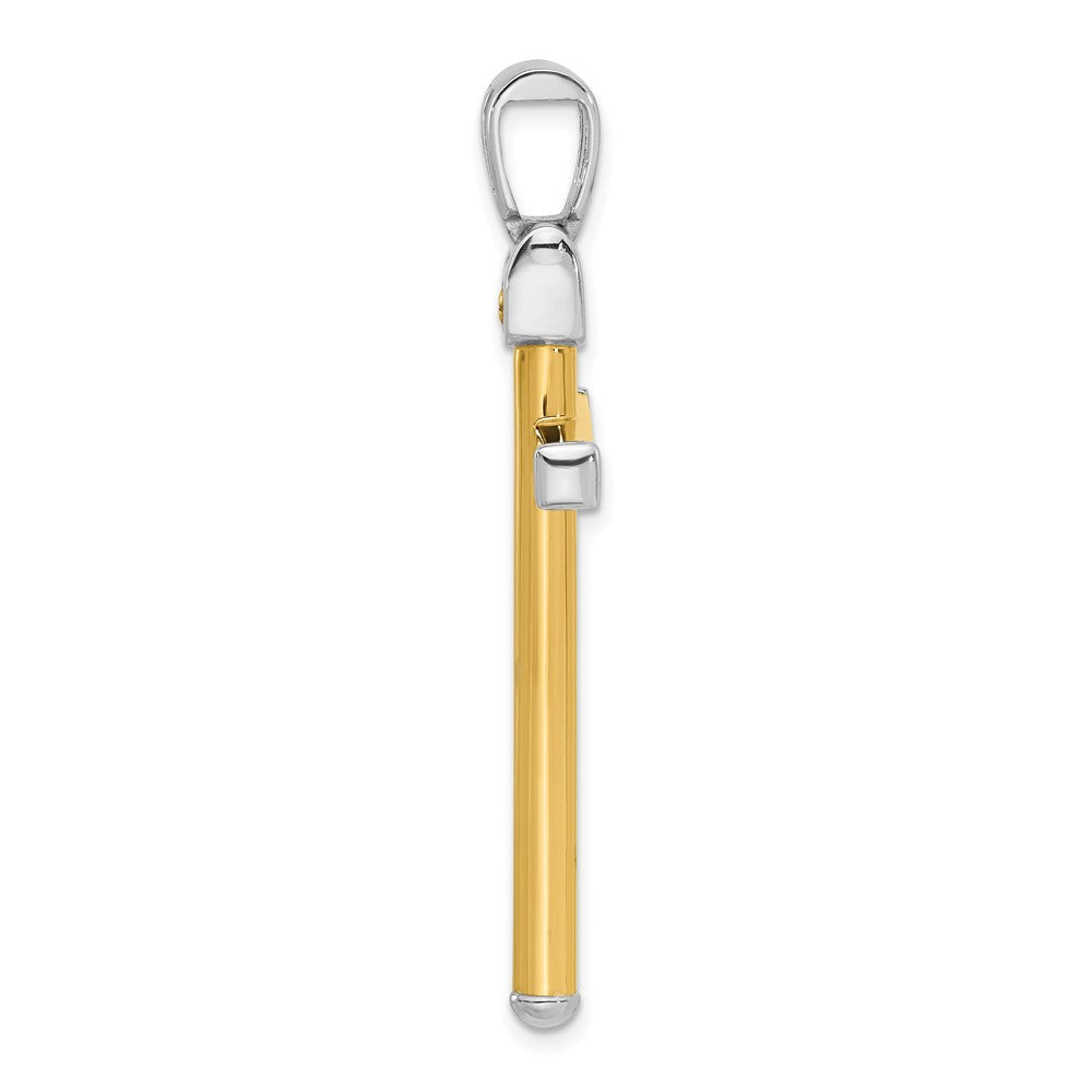 14K Two Tone Polished Cross Pendant