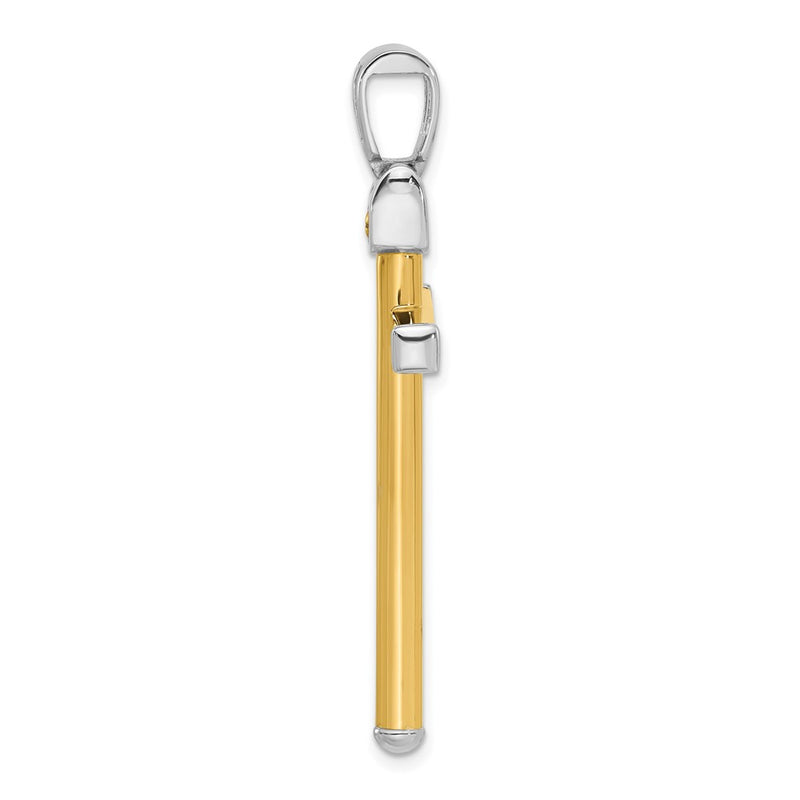 14K Two Tone Polished Cross Pendant