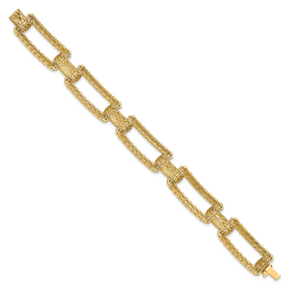 14K Yellow Gold Polished And Textured Fancy Bracelet