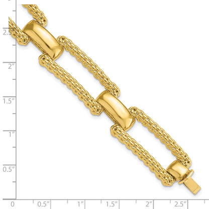 14K Yellow Gold Polished And Textured Fancy Bracelet