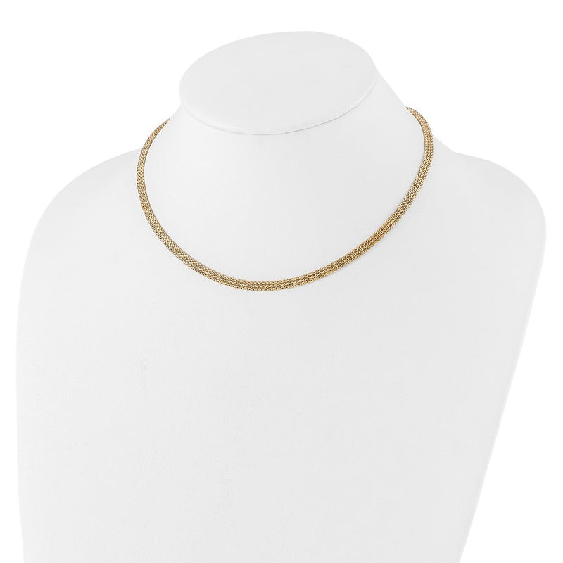14K Yellow Gold With Diamond Cut Accent And 2In. Ext. Woven Necklace