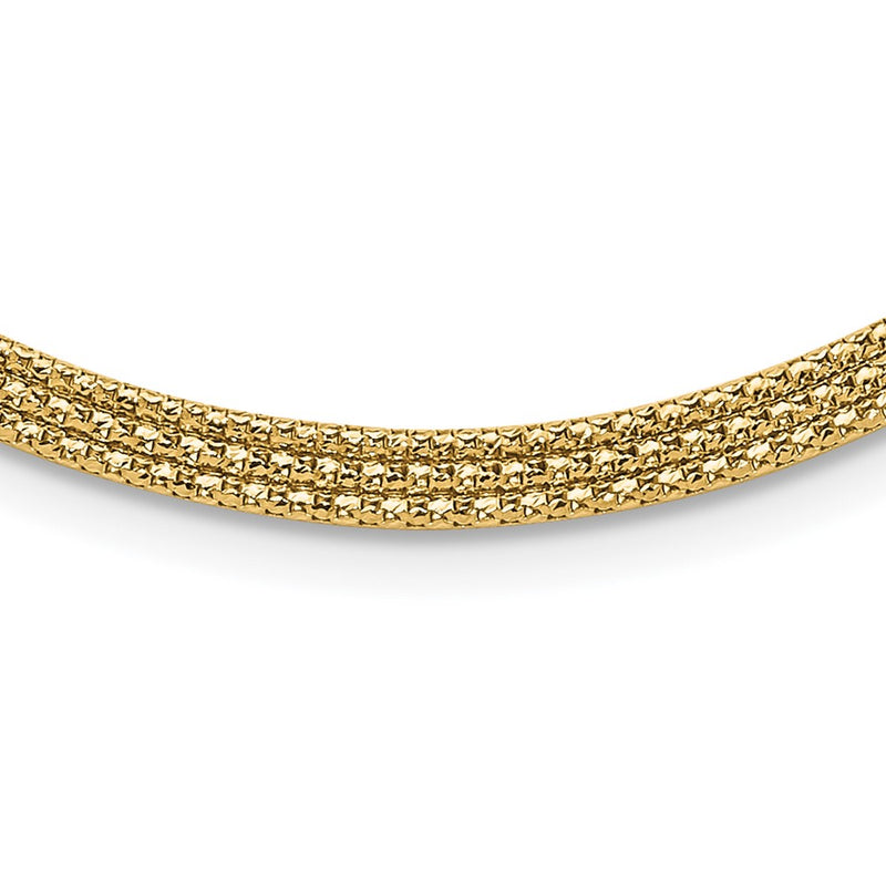 14K Yellow Gold With Diamond Cut Accent And 2In. Ext. Woven Necklace