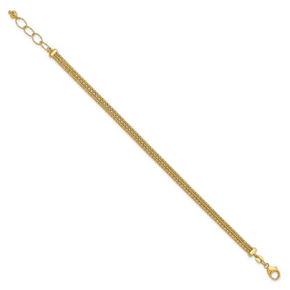 14K Yellow Gold With Diamond Cut Accent And 1In. Ext. Woven Bracelet