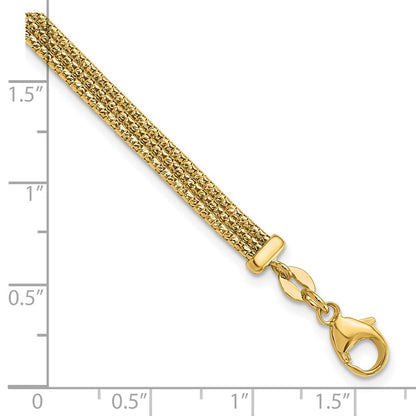 14K Yellow Gold With Diamond Cut Accent And 1In. Ext. Woven Bracelet