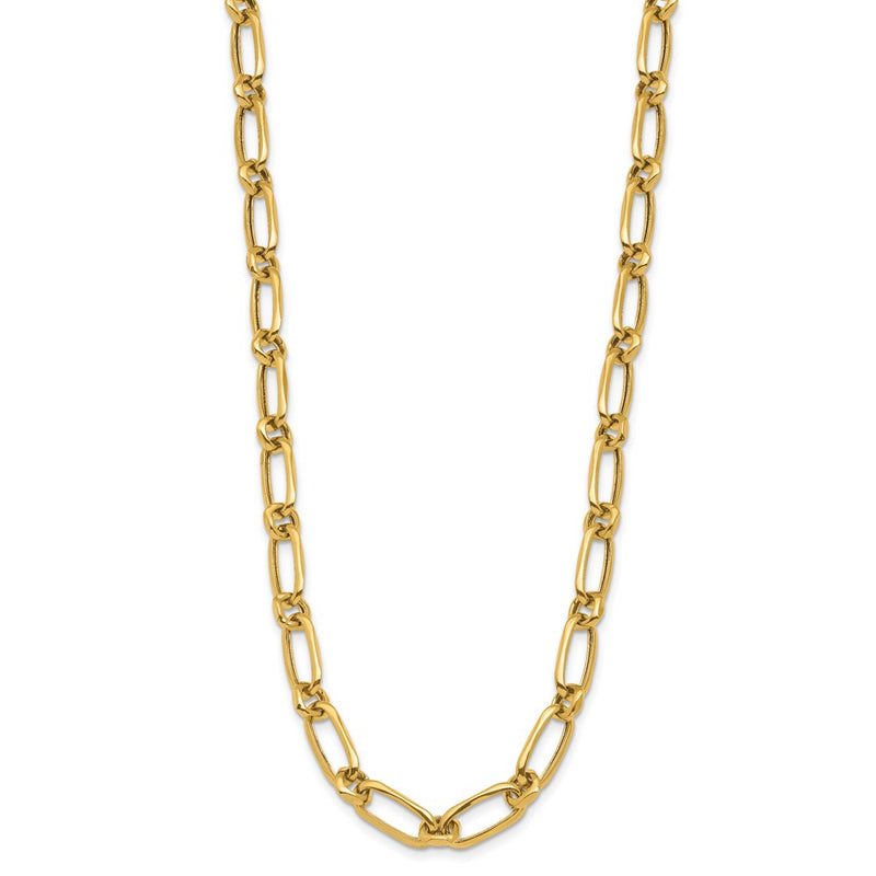 14K Yellow Gold Polished Fancy Link Chain Necklace