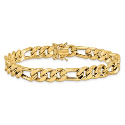 14K Yellow Gold Polished Figaro Link Men'S Chain Bracelet