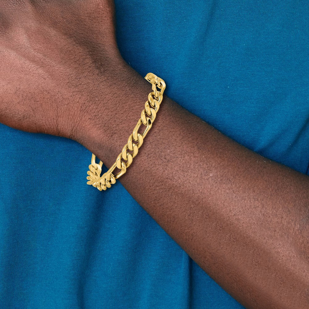 14K Yellow Gold Polished Figaro Link Men'S Chain Bracelet