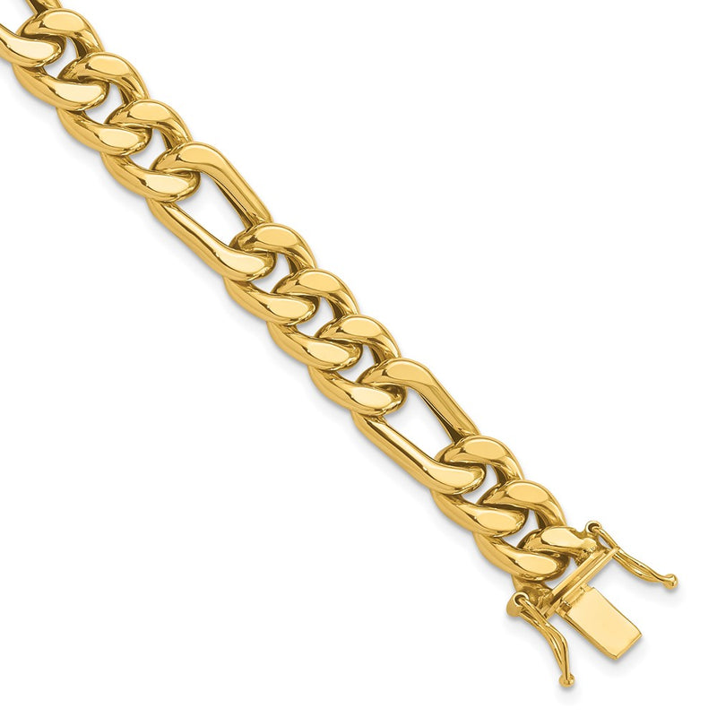 14K Yellow Gold Polished Figaro Link Men'S Chain Bracelet