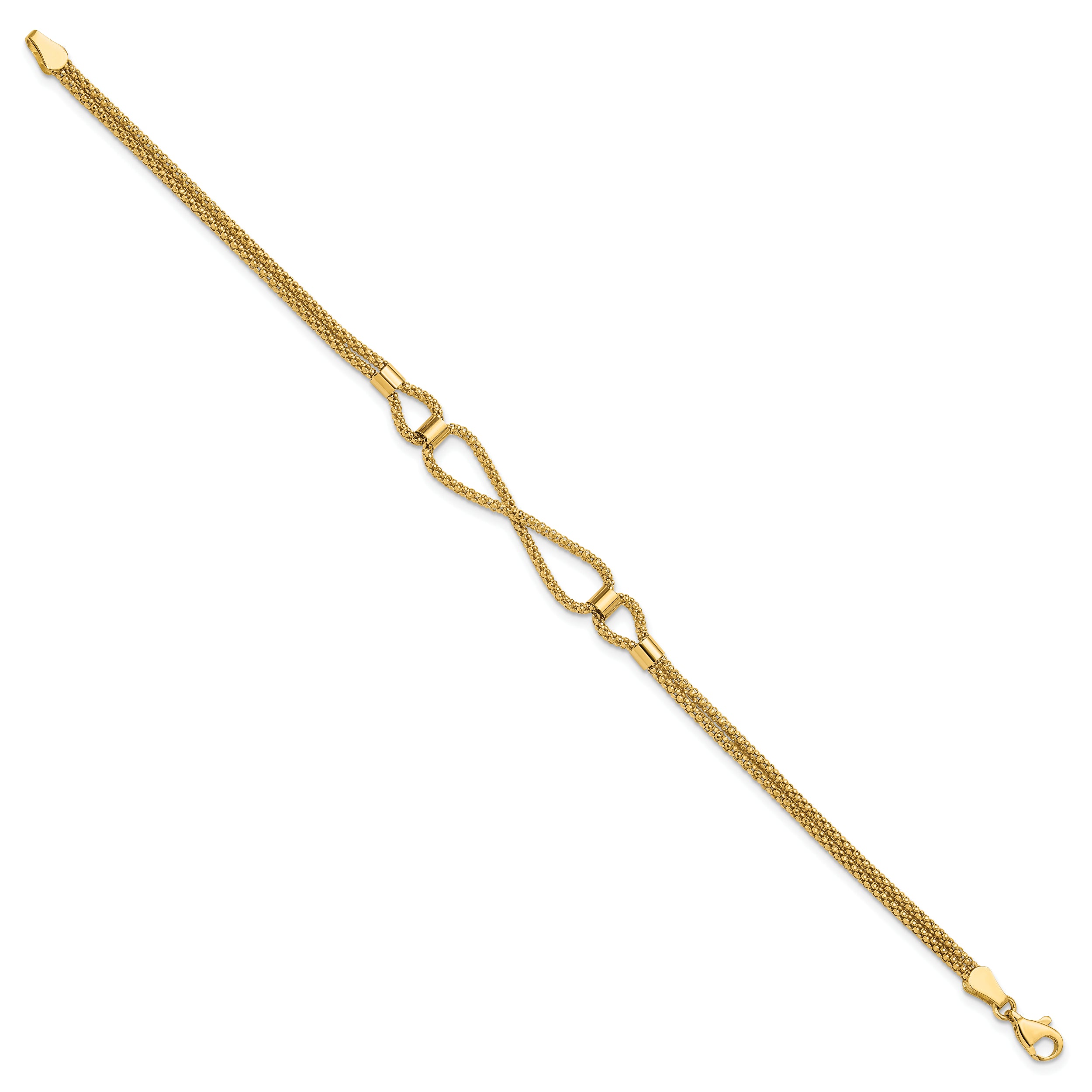 14K Yellow Gold Polished 2 Strand Fancy Bracelet