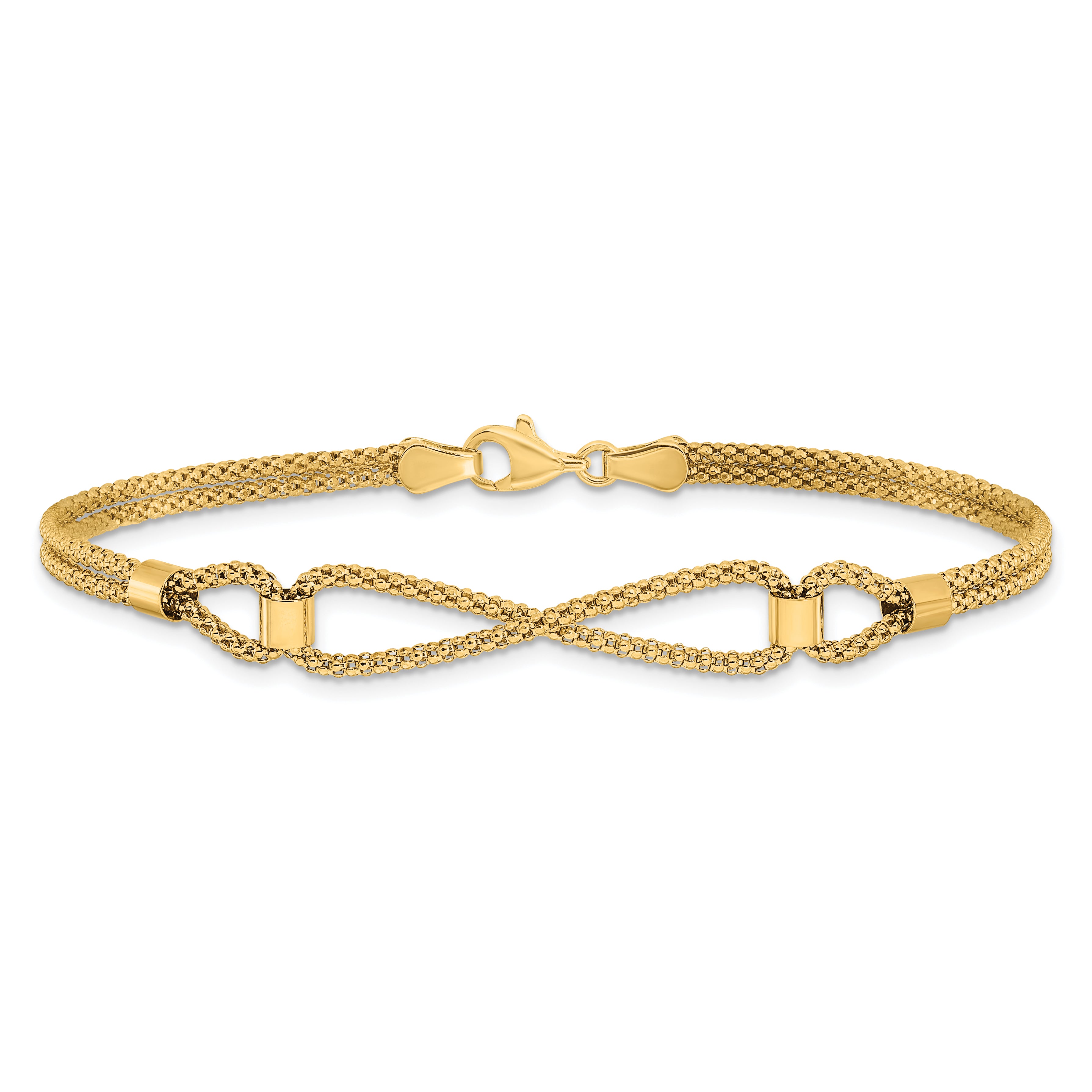 14K Yellow Gold Polished 2 Strand Fancy Bracelet
