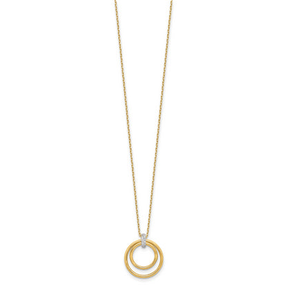 14K Two Tone Polished Cz Circles Necklace