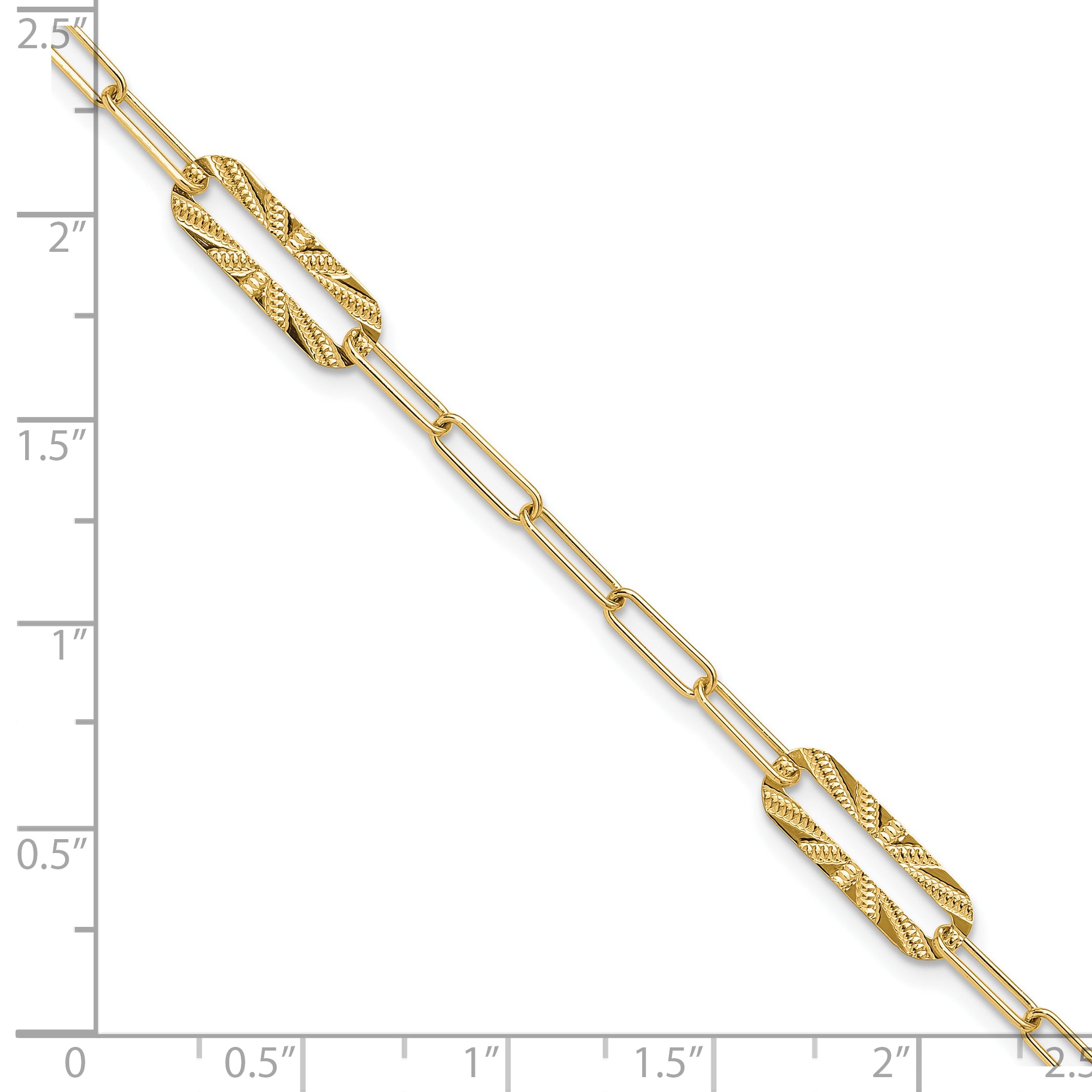 14K Yellow Gold Polished And Textured Fancy Link Bracelet