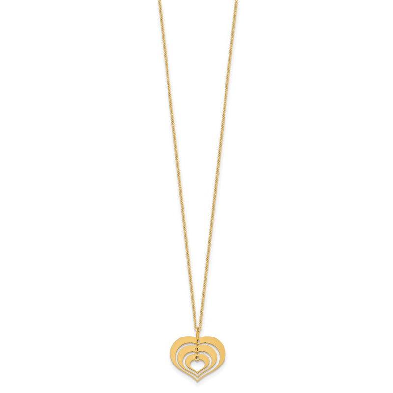14K Yellow Gold Polished Heart Pendant With 1In Ext. Necklace