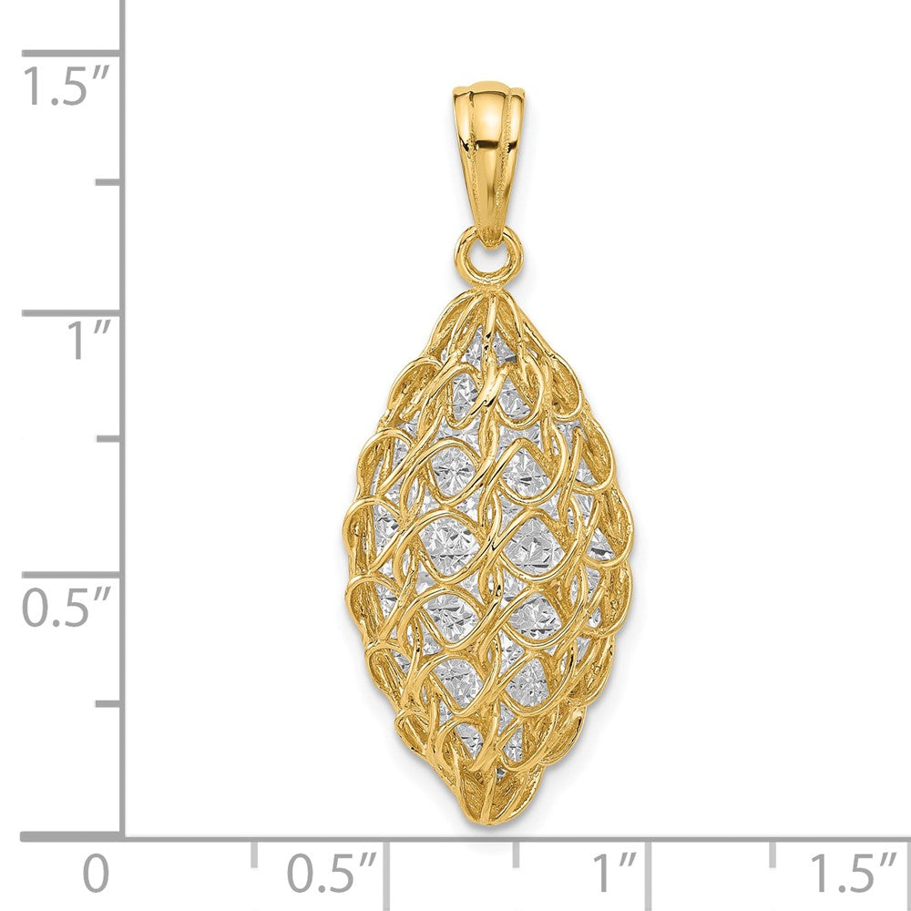 14K Two Tone Polished And Dia Cut Pendant
