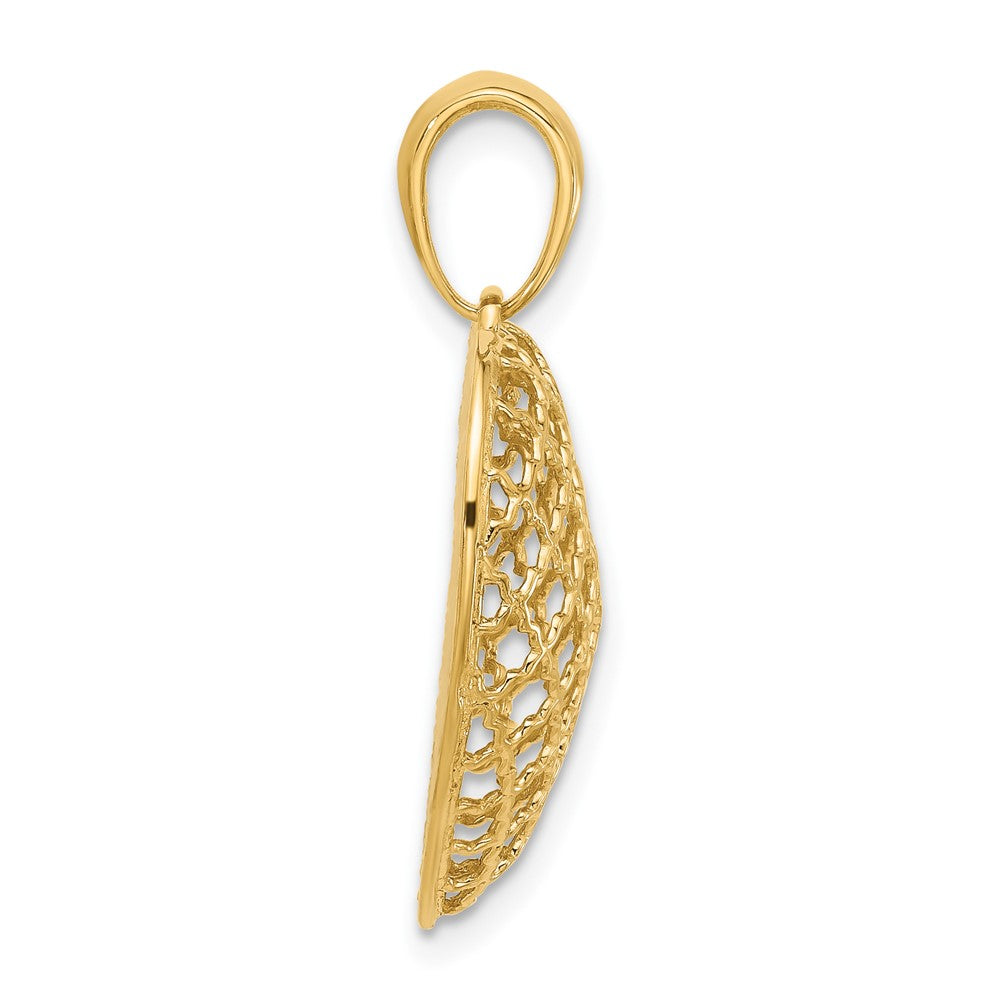 14K Two Tone Polished And Dia Cut Heart Pendant