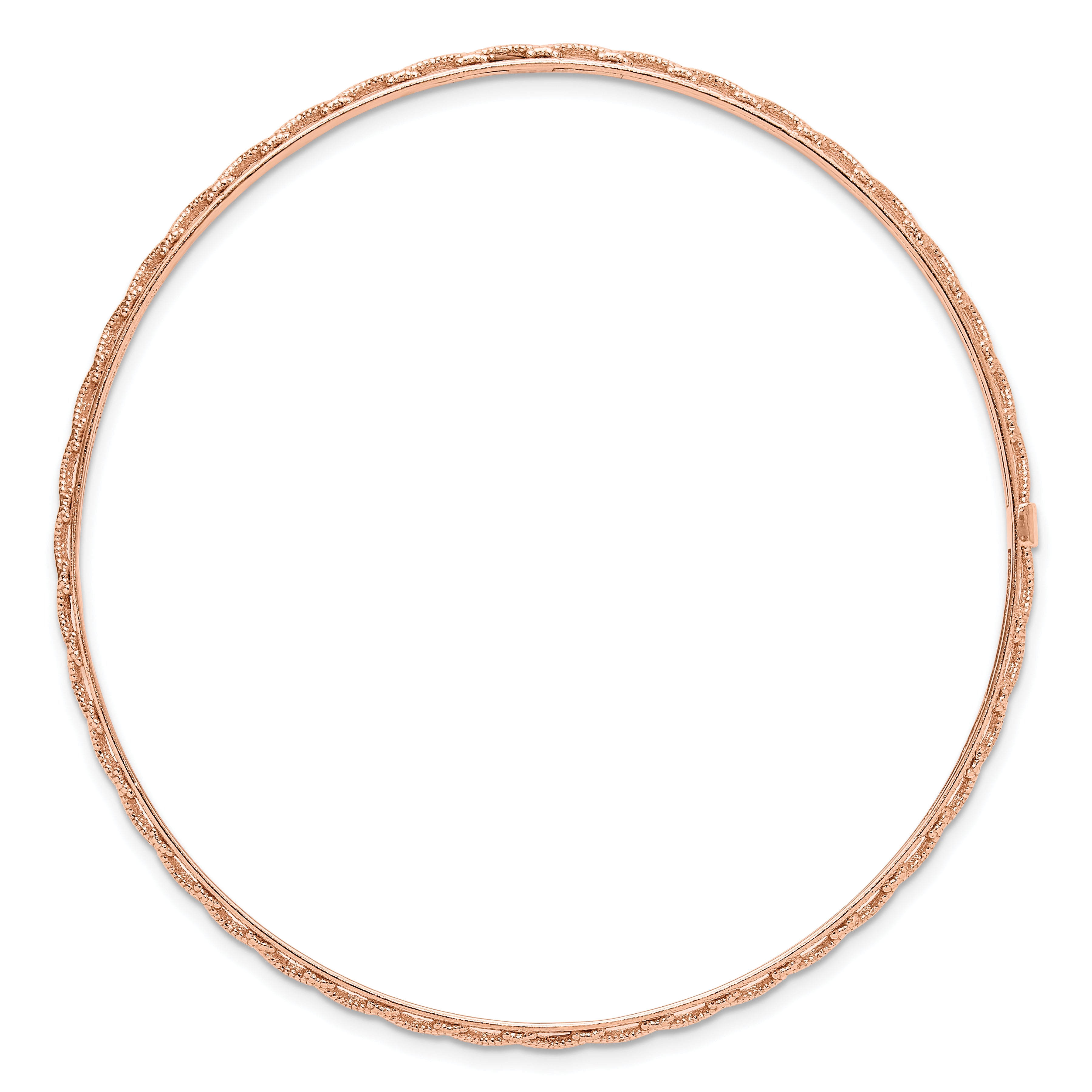 14K Rose Gold Polished And Textured Slip On Bangle