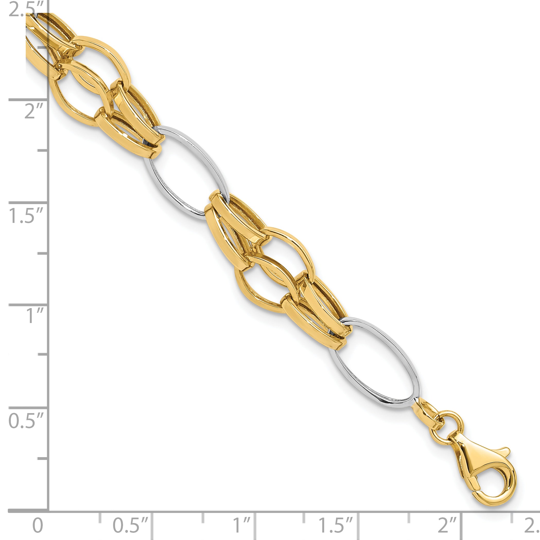 14K Two Tone Polished Fancy Link Bracelet