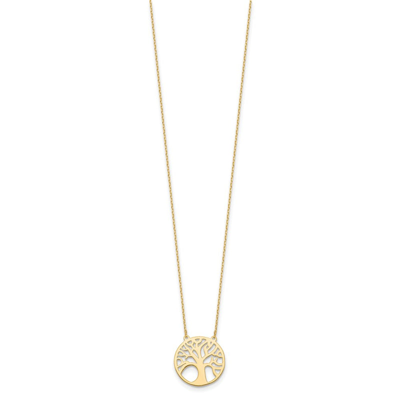 14K Yellow Gold Polished Tree Of Life Necklace