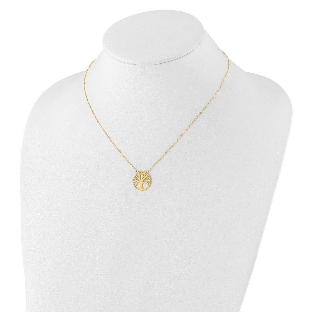 14K Yellow Gold Polished Tree Of Life Necklace