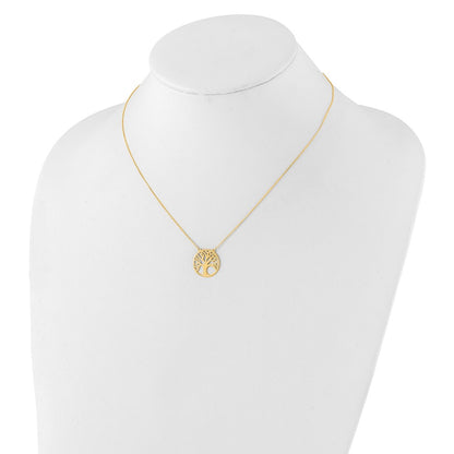 14K Yellow Gold Polished Tree Of Life Necklace