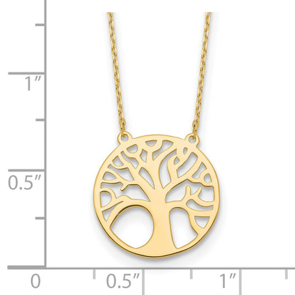 14K Yellow Gold Polished Tree Of Life Necklace