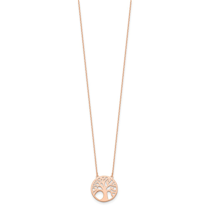14K Rose Gold Polished Tree Of Life Necklace