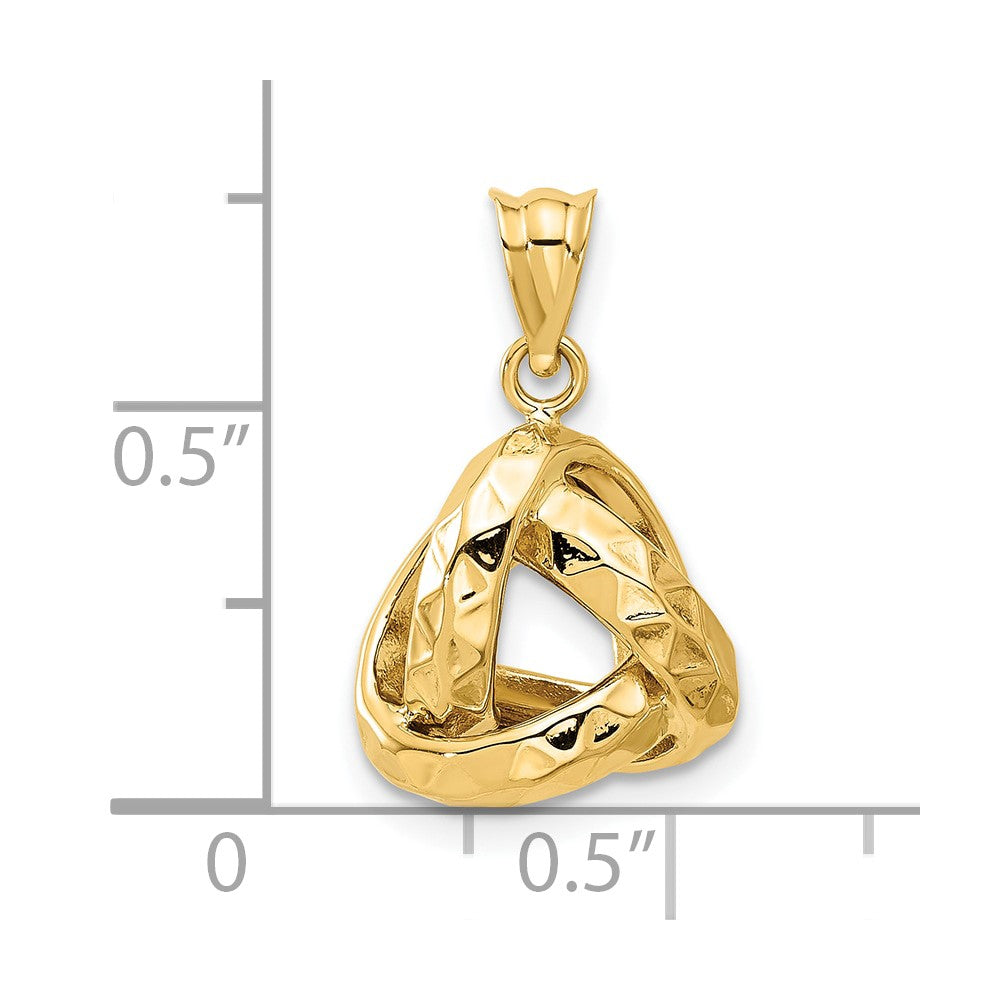 14K Yellow Gold Polished And Textured Triangle Love Knot Pendant