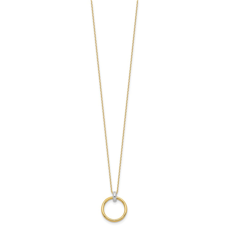14K Two Tone Polished Circle Necklace