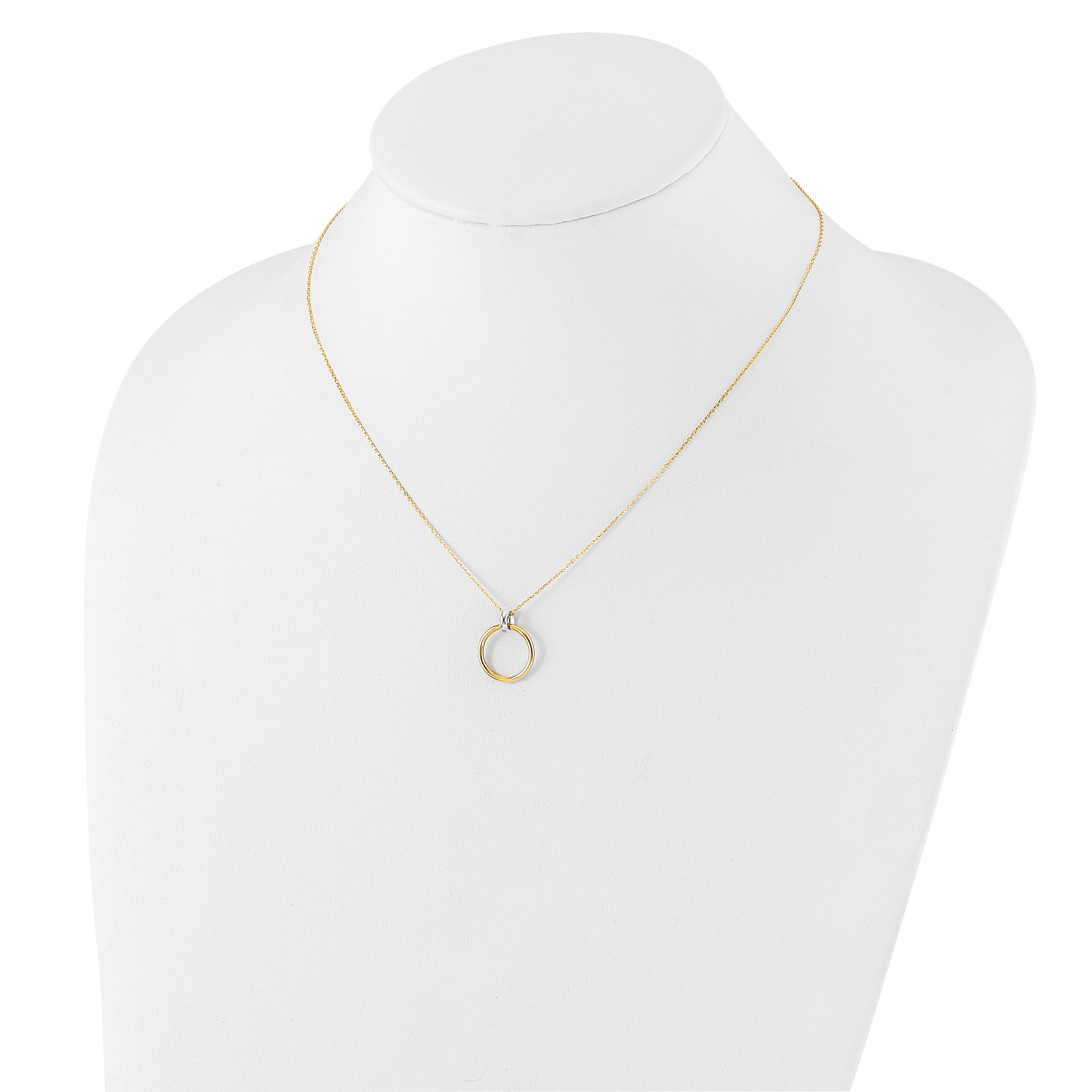 14K Two Tone Polished Circle Necklace