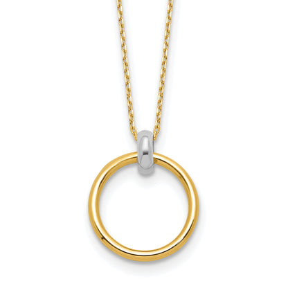 14K Two Tone Polished Circle Necklace