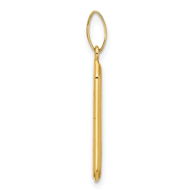 14K Yellow Gold With Black Enamel Polished Pendant