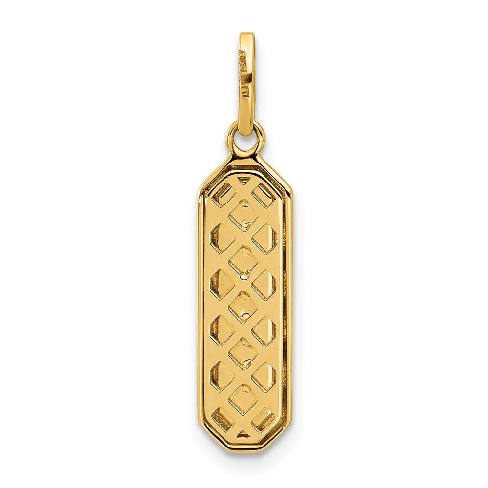 14K Yellow Gold With Black Enamel Polished Pendant