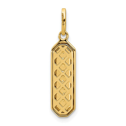 14K Yellow Gold With Black Enamel Polished Pendant