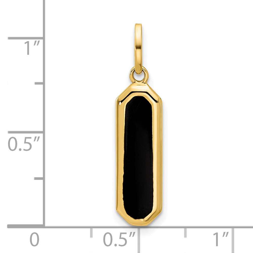 14K Yellow Gold With Black Enamel Polished Pendant