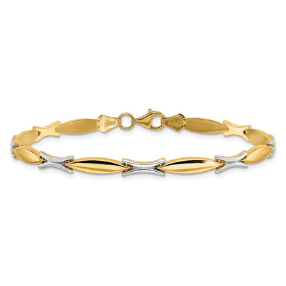 14K Two Tone Polished Fancy Link Bracelet