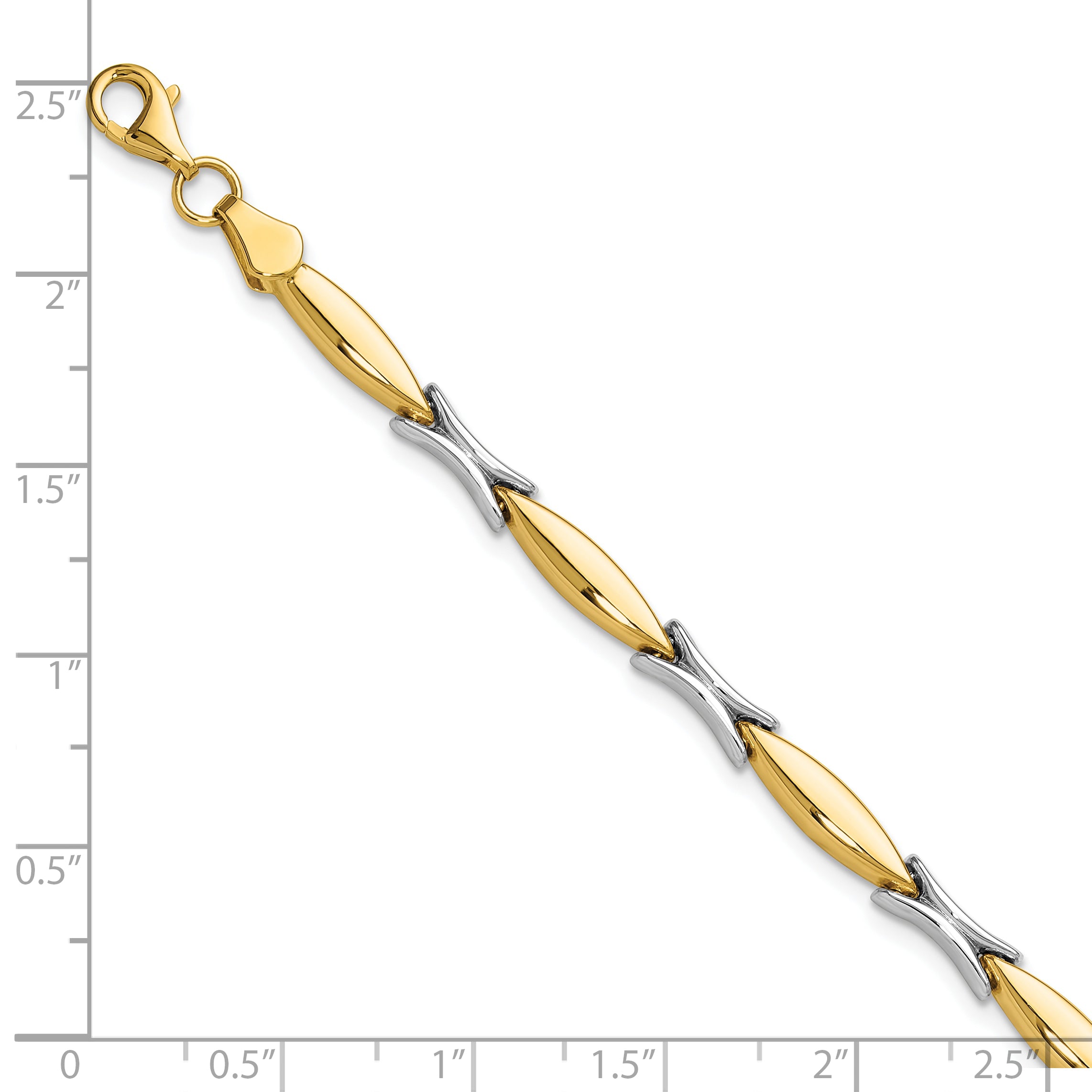 14K Two Tone Polished Fancy Link Bracelet