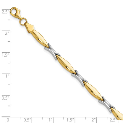 14K Two Tone Polished Fancy Link Bracelet