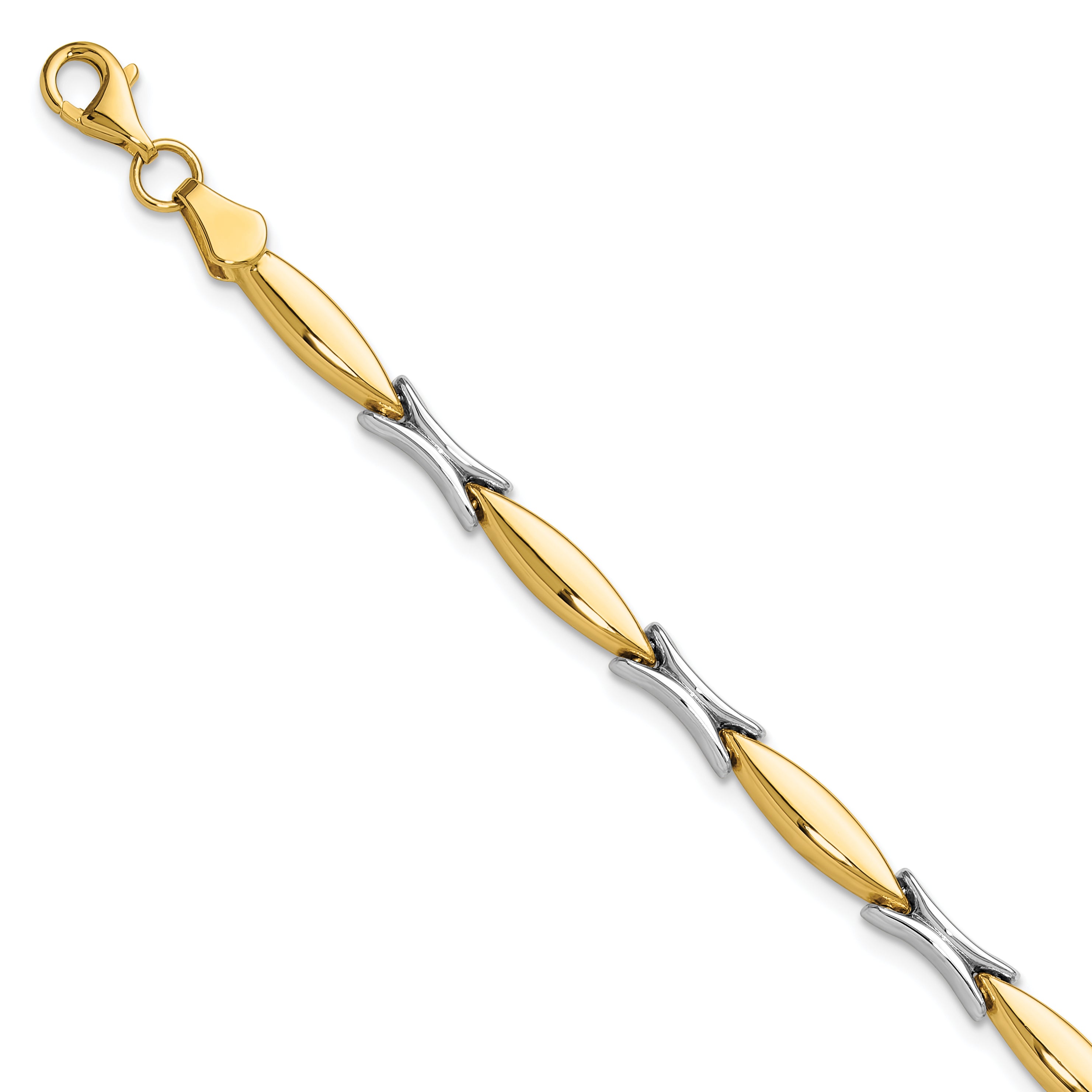 14K Two Tone Polished Fancy Link Bracelet