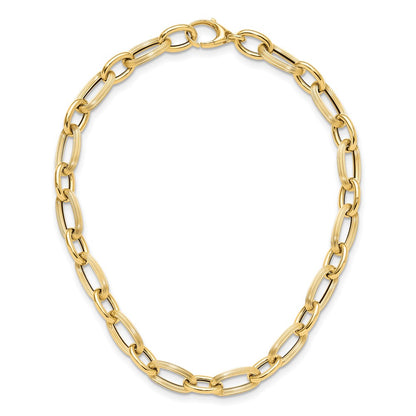 14K Yellow Gold Polished Textured Hollow Fancy Link Chain Necklace