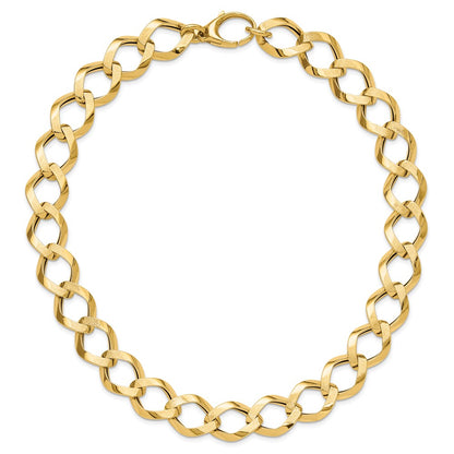14K Yellow Gold Polished Brushed Hollow Fancy Link Chain Necklace