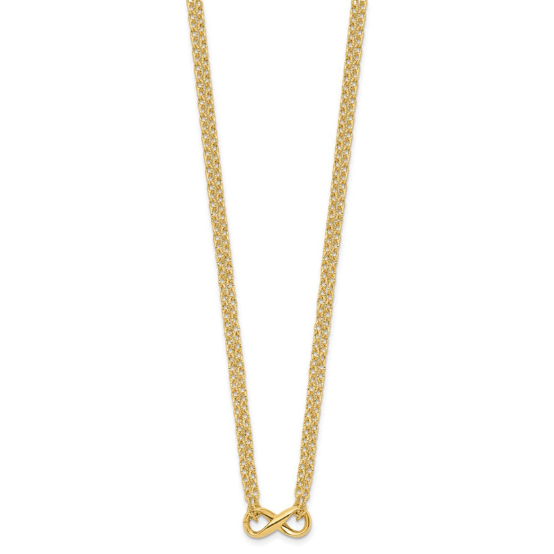 14K Yellow Gold Polished 2 Strand Infinity Necklace