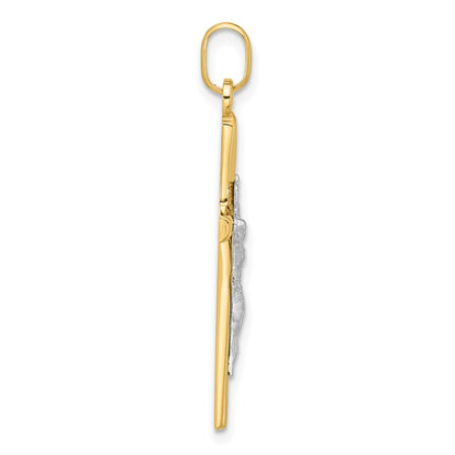 14K Two Tone Polished Crucifix Pendant