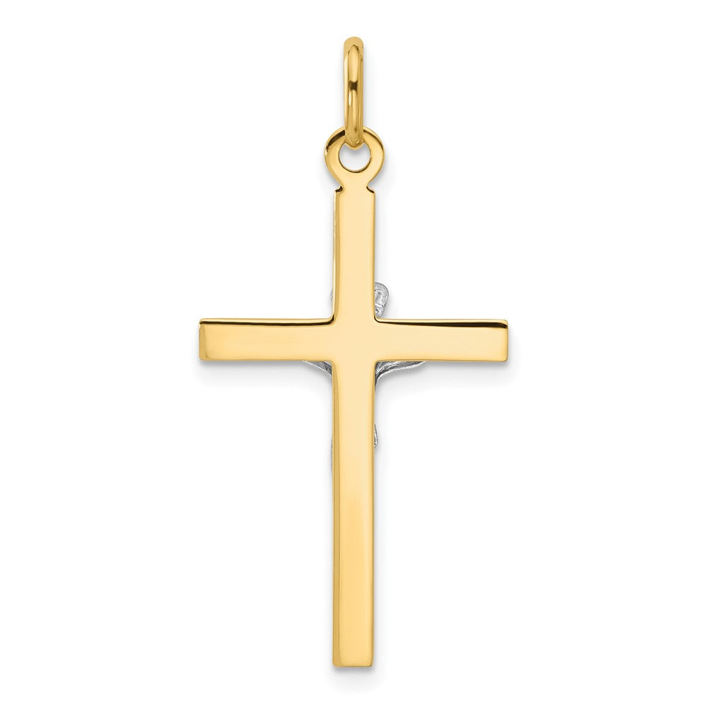 14K Two Tone Polished Crucifix Pendant