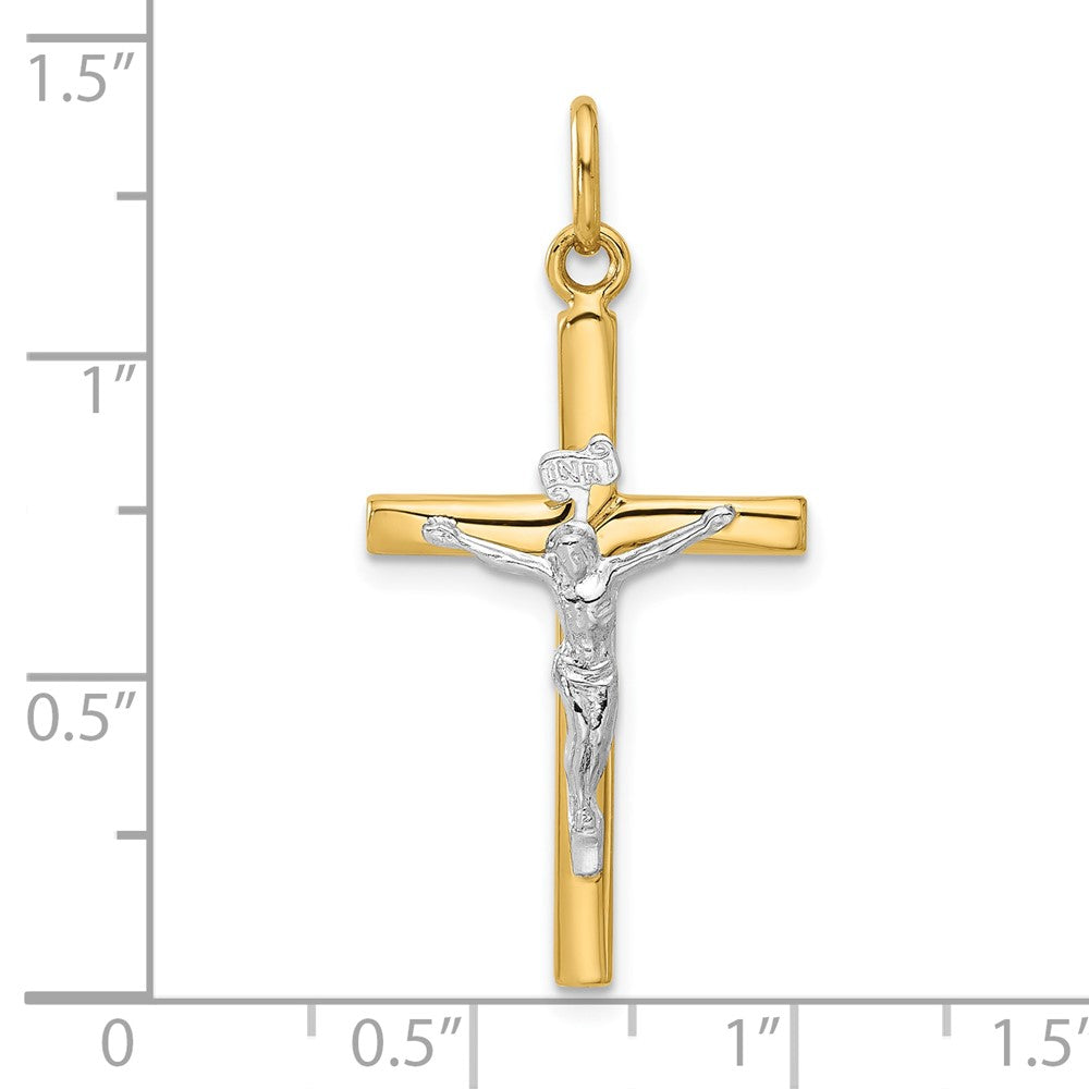 14K Two Tone Polished Crucifix Pendant