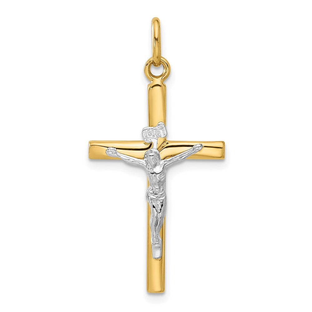 14K Two Tone Polished Crucifix Pendant