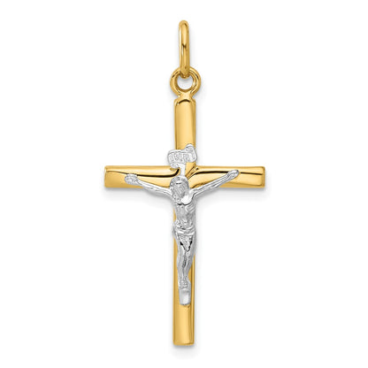 14K Two Tone Polished Crucifix Pendant