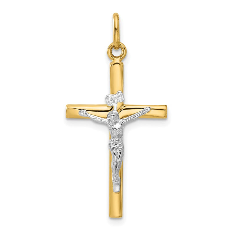 14K Two Tone Polished Crucifix Pendant