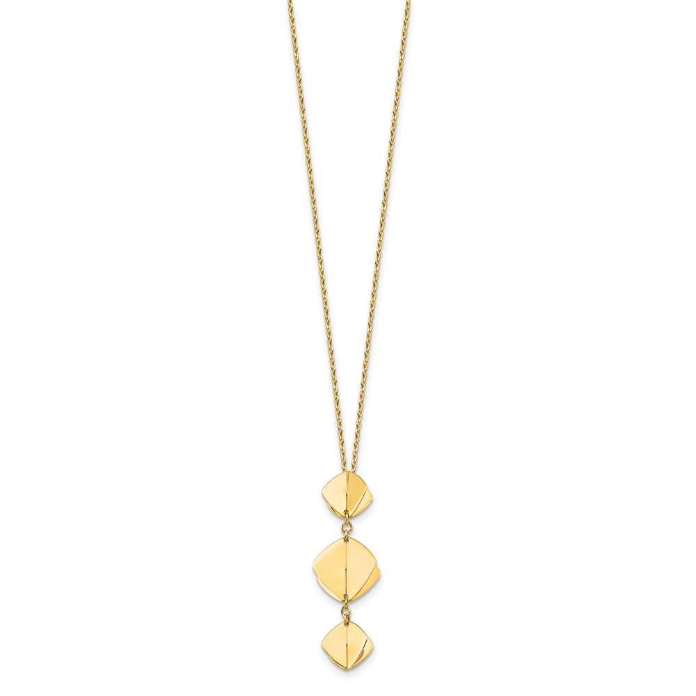 14K Yellow Gold Polished Fancy Dangle Pendant Plus 2In Ext. Necklace