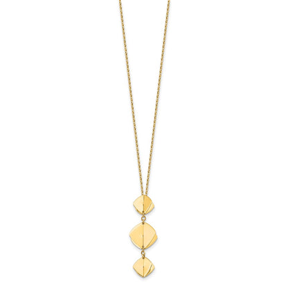 14K Yellow Gold Polished Fancy Dangle Pendant Plus 2In Ext. Necklace